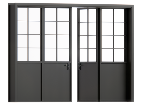 复古中古风阳台门 双开门su模型