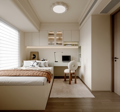  现代奶油风卧室 小孩房 儿童房 男孩房3d模型 