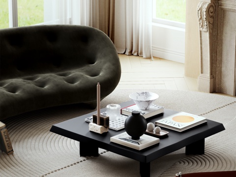  复古侘寂沙发组合 组合沙发 休闲沙发3d模型 