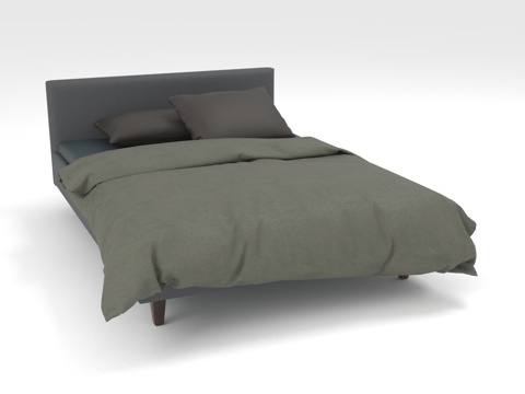 双人床 现代床 简约床 软包床 床架3d模型 