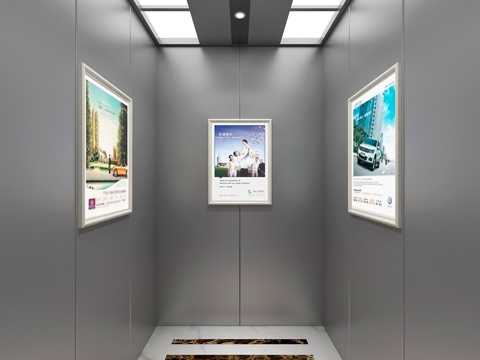  现代电梯轿厢3D模型挂画 金属3d模型 