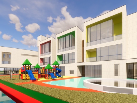 现代风格幼儿园su模型