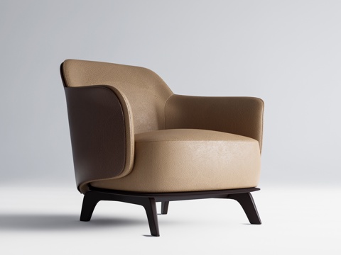 皮质扶手椅、休闲椅、意式风格休闲椅、扶手椅su模型