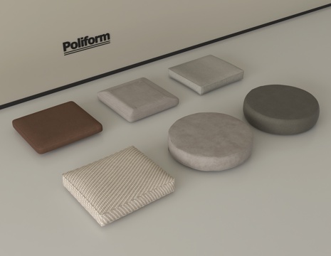 现代坐垫 圆坐垫 沙发垫 飘窗垫su模型