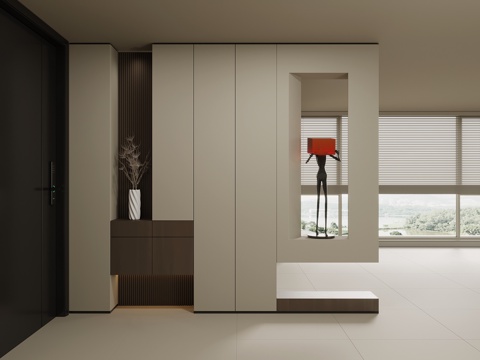 现代意式入户鞋柜su模型