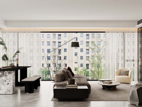  现代意式客餐厅 轻奢意式客餐厅 高级灰客餐厅 海派风客餐厅3d模型 