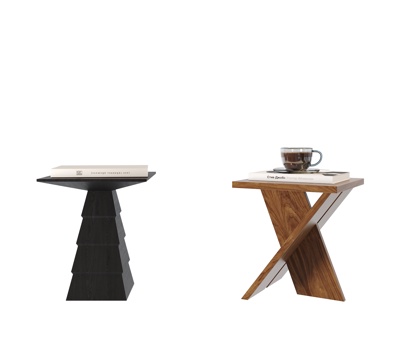 现代边几 角几 实木边几su模型