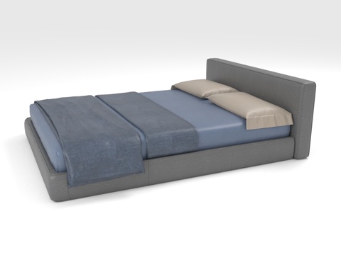  单人床 双人床 现代床 软包床 床垫3d模型 