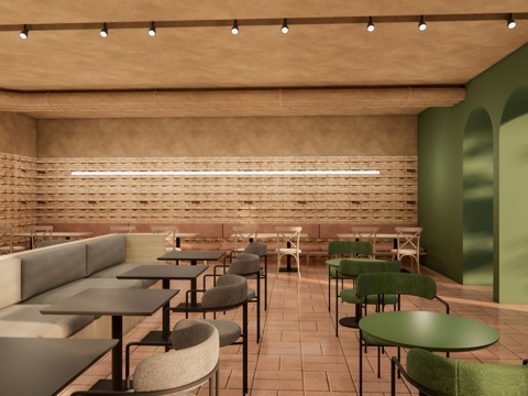 原木风咖啡厅su模型