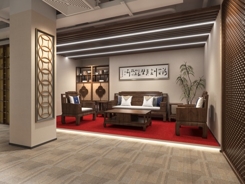  现代接待室 会客区3d模型 