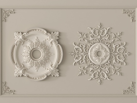法式雕花 雕花灯盘 石膏构件su模型