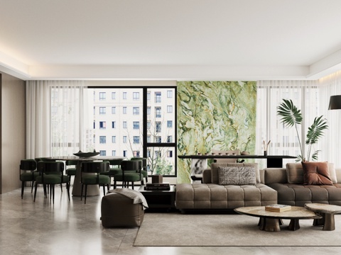 现代意式客餐厅 轻奢意式客餐厅 高级灰客餐厅 海派风客餐厅su模型