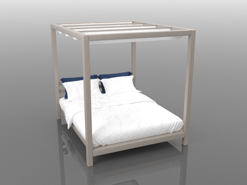  四柱床 双人床 床架 露台床 轻奢床3d模型 