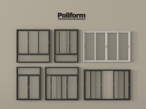 现代推拉窗 玻璃推拉窗 平开窗su模型