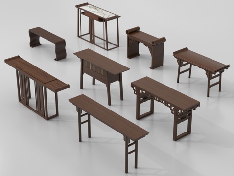 中式条案 端景台 玄关桌 中式展示台su模型