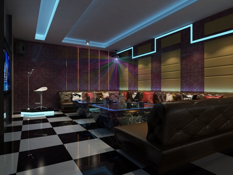  现代KTV包厢 KTV包厢 KTV包间 KTV3d模型 