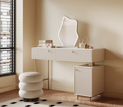 法式奶油风梳妆台 化妆台su模型