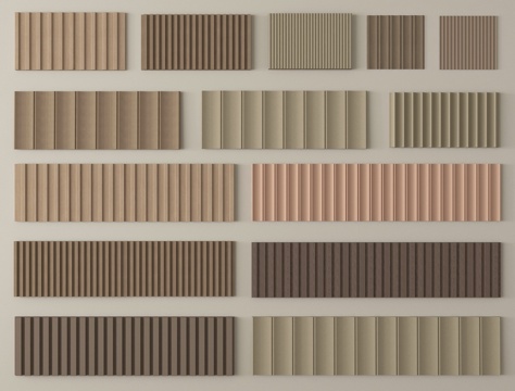 现代护墙板 波浪板 木格栅 长城板 格栅板su模型