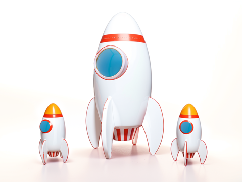 太空科幻主题儿童乐园飞碟火箭滑梯外星人su模型