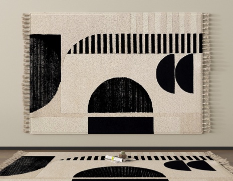 现代地毯 几何地毯  布艺地毯  方形地毯su模型