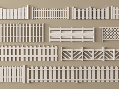 现代栅栏  木栅栏 围栏  花园栅栏 篱笆su模型