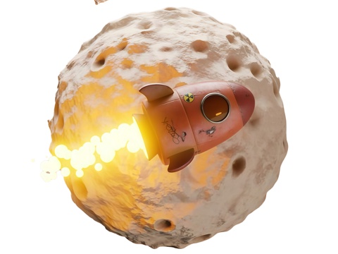 宇宙飞船艺术装置 陨石艺术装置 火箭装饰 赛博朋克艺术装置su模型