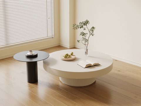 现代茶几 圆形茶几 子母休闲茶几su模型