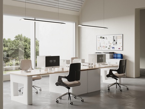 现代办公室 办公桌 办公用品su模型