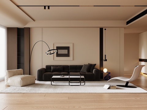 现代客厅 沙发茶几组合su模型