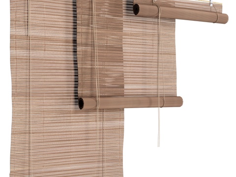 日式竹帘 卷帘 拉帘 百叶帘su模型