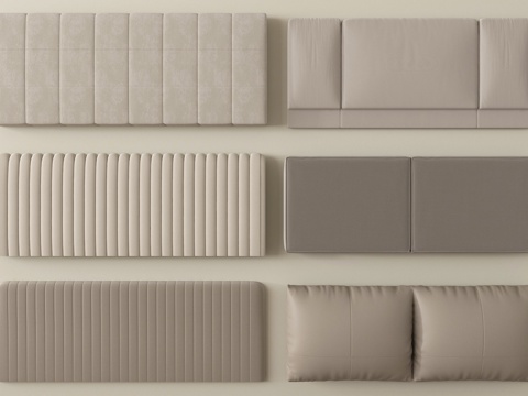 现代床靠背 床具 床品 床头su模型