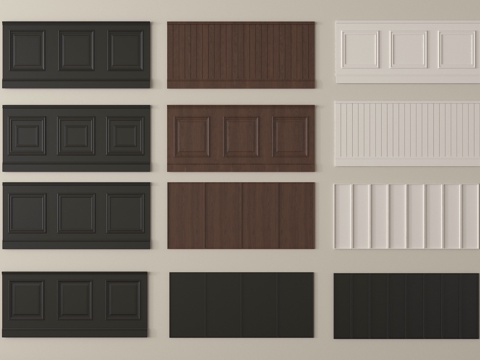 法式护墙板 墙裙su模型