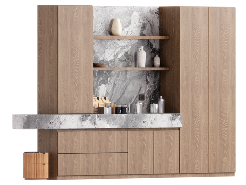 侘寂中古风餐边柜su模型