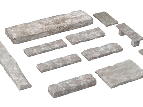 现代老石板 中式 石板路 游步道 园路 园林 青石板su模型