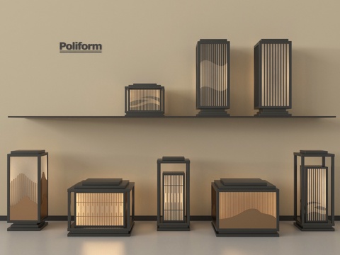 新中式草坪灯 户外灯  地灯 庭院灯 景观灯su模型