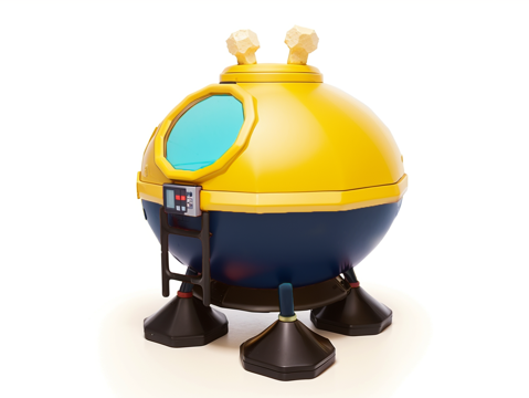 太空科幻主题儿童乐园飞碟火箭滑梯外星人su模型