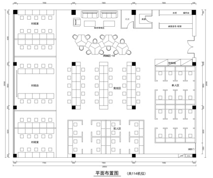 网咖平面图cad施工图