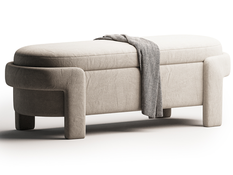  新中式布艺长凳 脚踏 沙发凳3d模型 