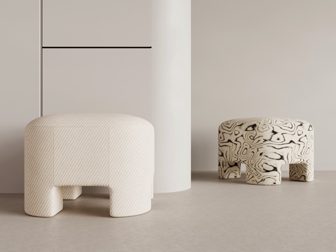 奶油风沙发凳 换鞋凳 梳妆凳su模型