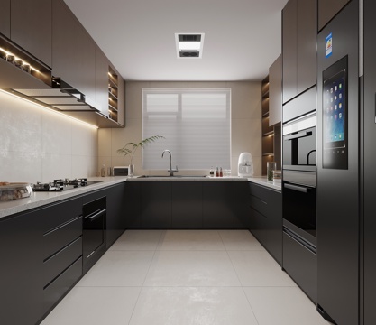 现代意式厨房 橱柜su模型