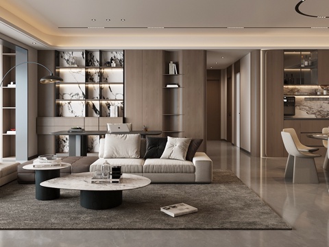  现代意式客餐厅 轻奢意式客餐厅 高级灰客餐厅 海派风客餐厅3d模型 