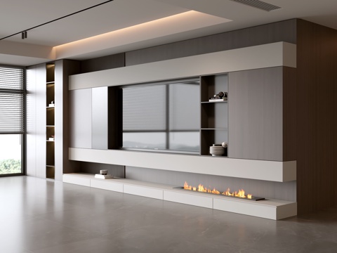 电视背景墙 客厅背景墙 现代客厅 电视电视柜 意式客厅背景su模型