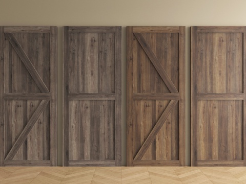 现代旧木门  老木门  木材su模型