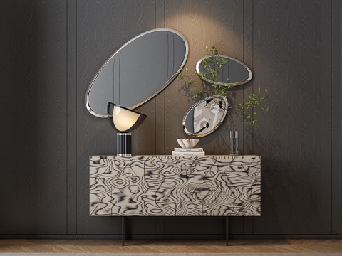 现代边柜 玄关柜 装饰摆件su模型