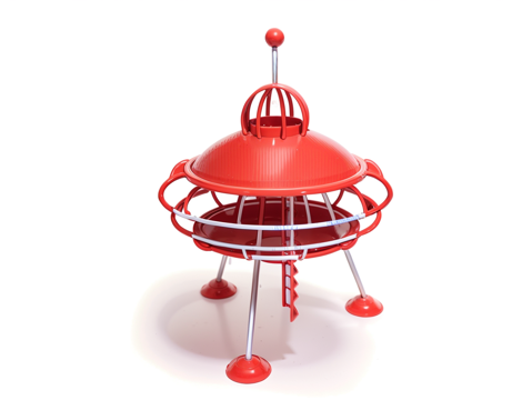 太空科幻主题儿童乐园飞碟火箭滑梯外星人su模型