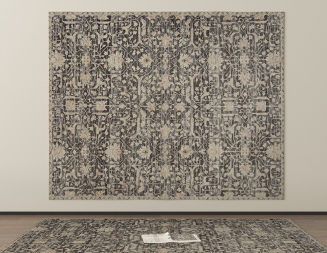 法式美式地毯 印花地毯 方形地毯  布艺地毯su模型