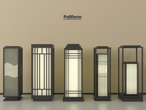 新中式草坪灯 户外灯  地灯 庭院灯 景观灯su模型