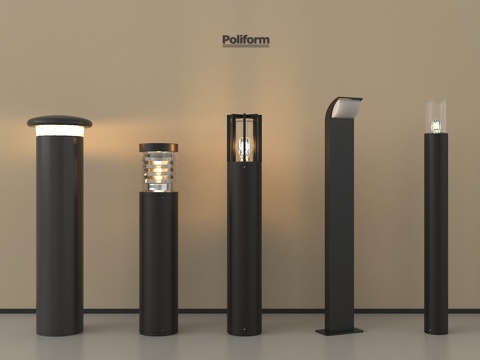 新中式草坪灯 户外灯  地灯 庭院灯 景观灯  路灯su模型