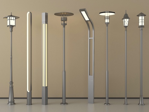 新中式景观灯 高杆灯 路灯 园林景观灯 户外灯su模型