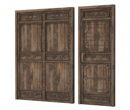 现代旧木门  老木门  木材su模型